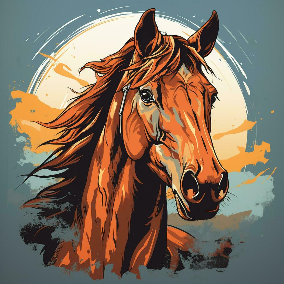Pferd Porträt im Aquarell Stil. Vektor Illustration von ein Pferd. ai generiert foto