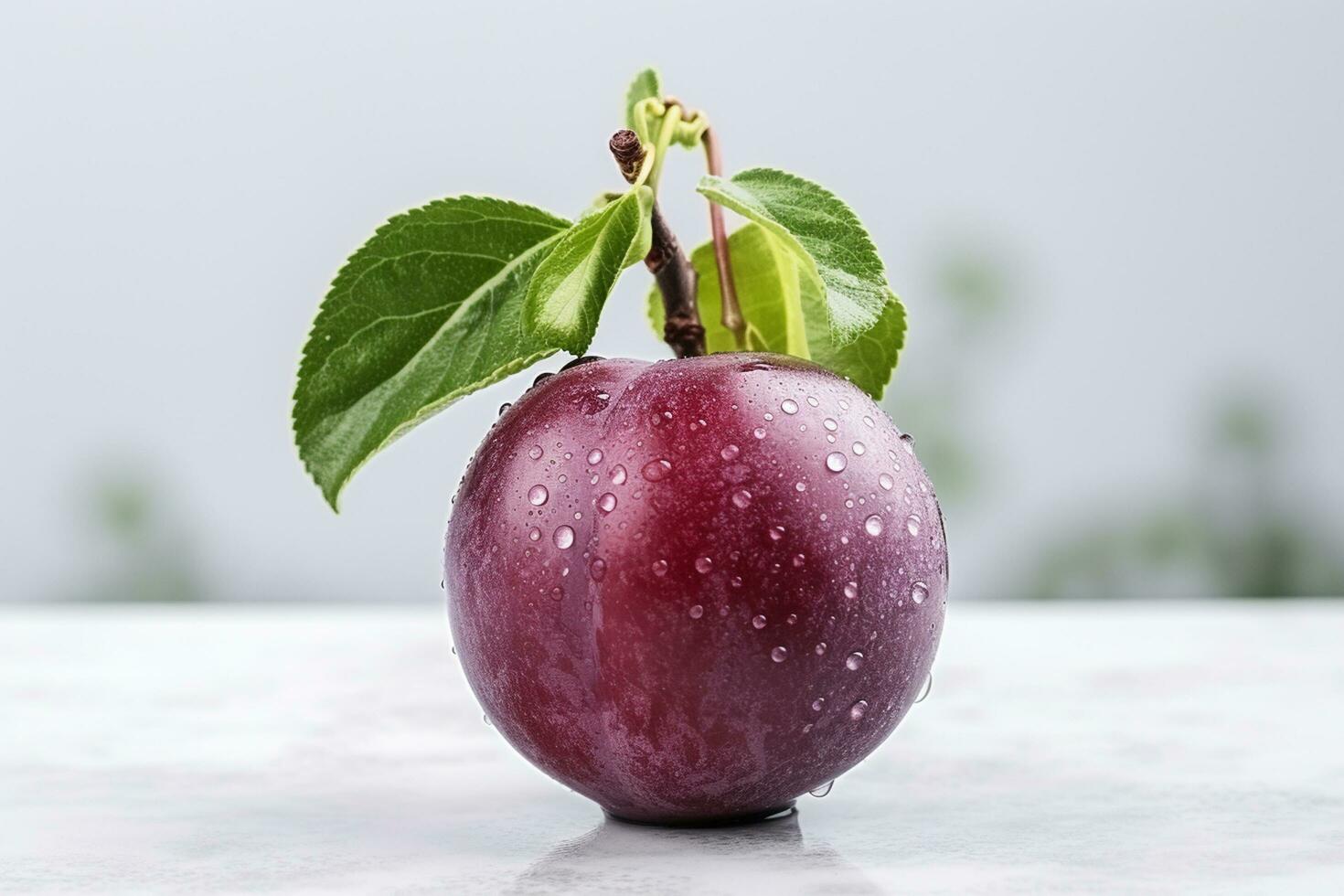 Kirsche mit Blatt auf Weiß Hintergrund. Ausschnitt Pfad inbegriffen. ai generiert foto