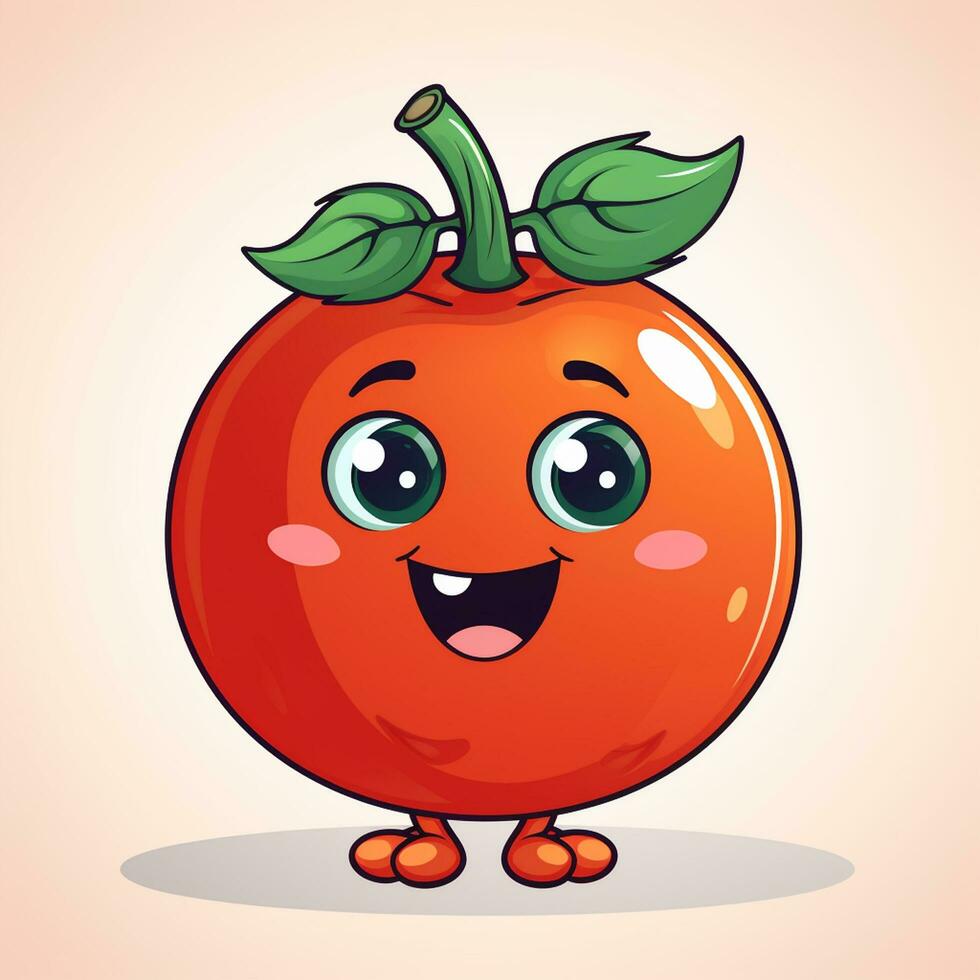 süß Karikatur Tomate Charakter. Vektor Illustration isoliert auf Weiß Hintergrund. ai generiert foto