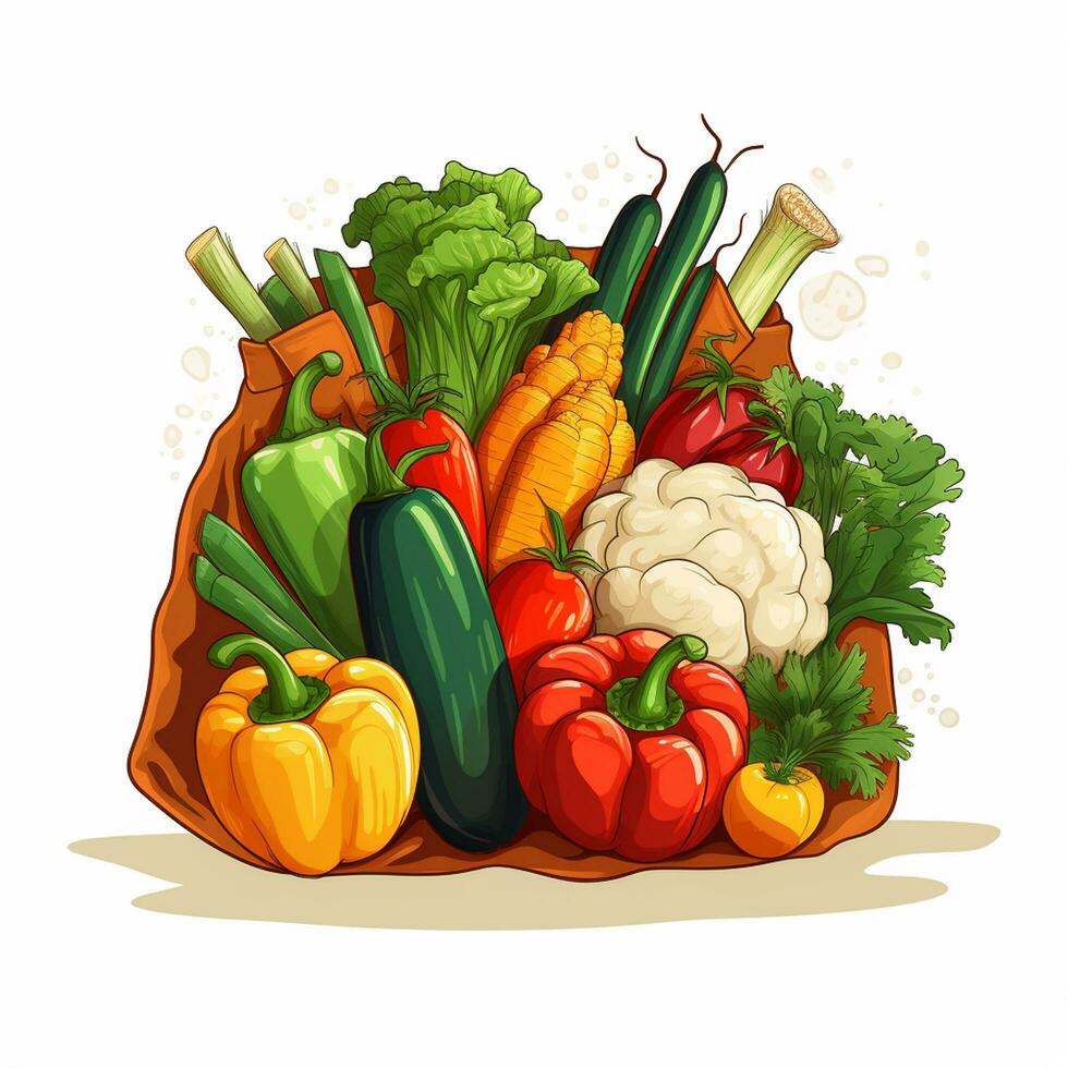 Gemüse auf ein Weiß Hintergrund. Vektor Illustration zum Ihre Design ai generiert foto