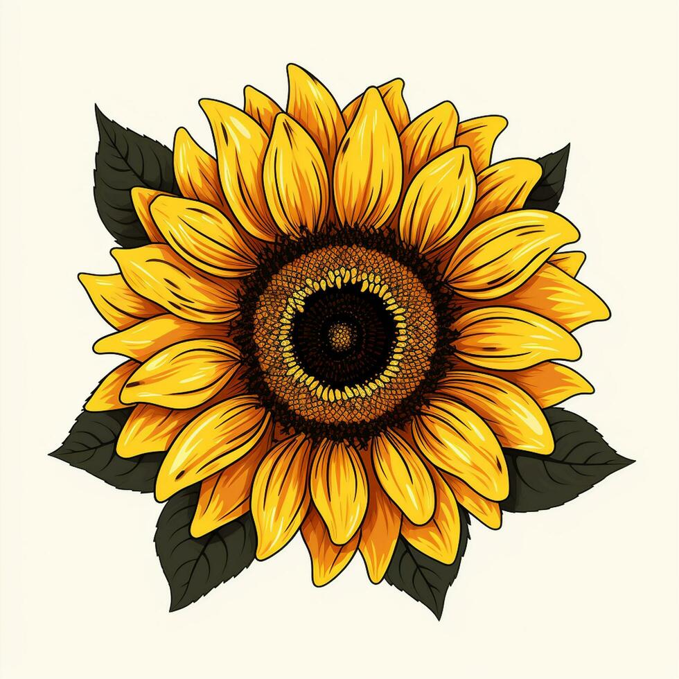 Sonnenblume Saat und Kamille Blumen. Vektor Illustration. ai generiert foto