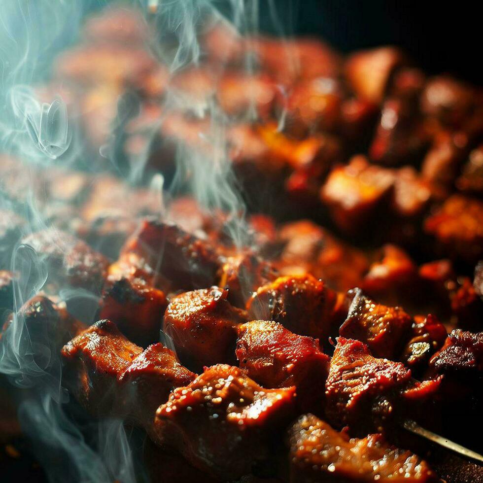 köstlich heiß würzig Schaschlik Kebab generativ ai foto