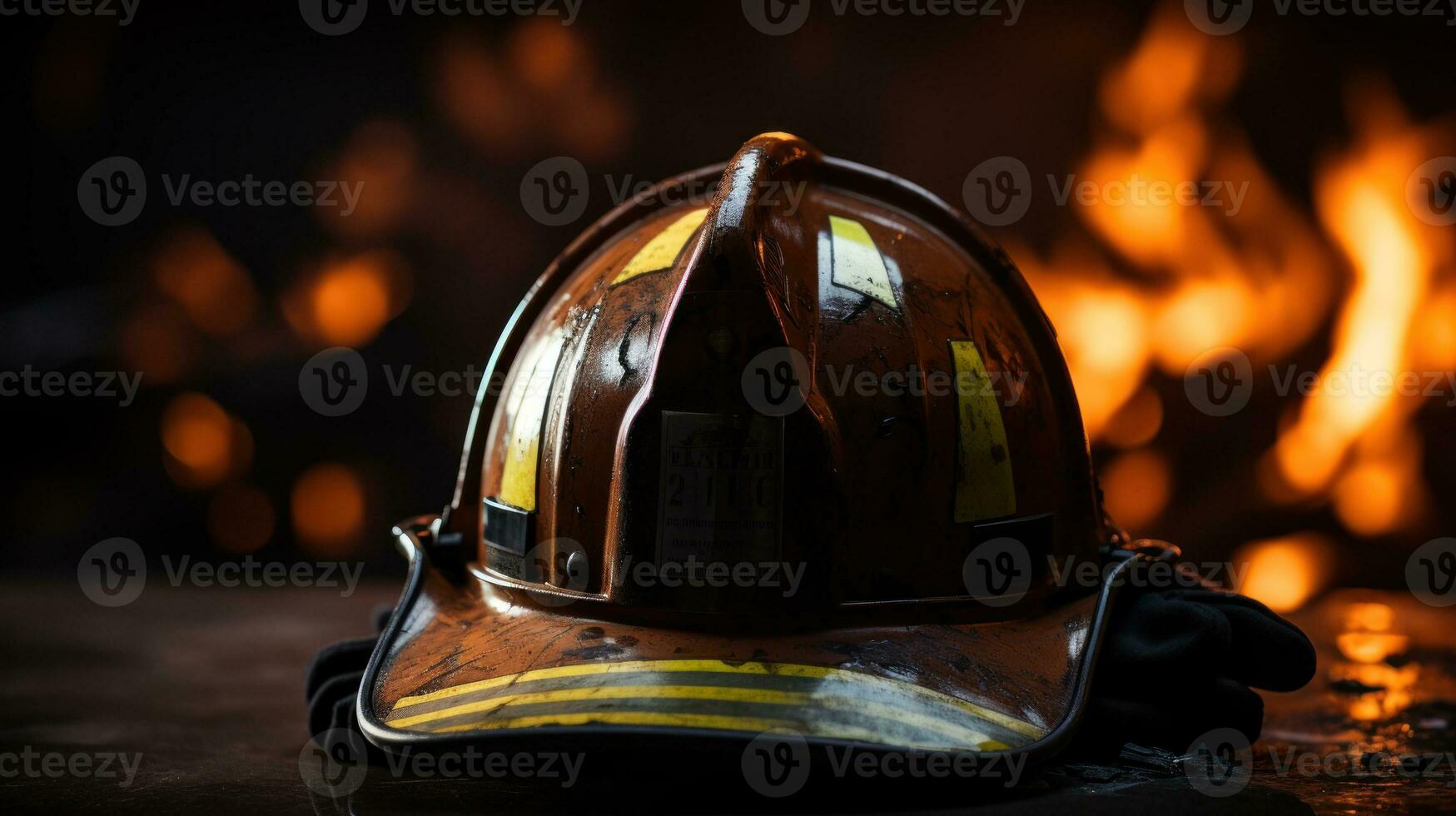 Feuerwehrmann Hut Nahansicht Foto. generativ ai foto