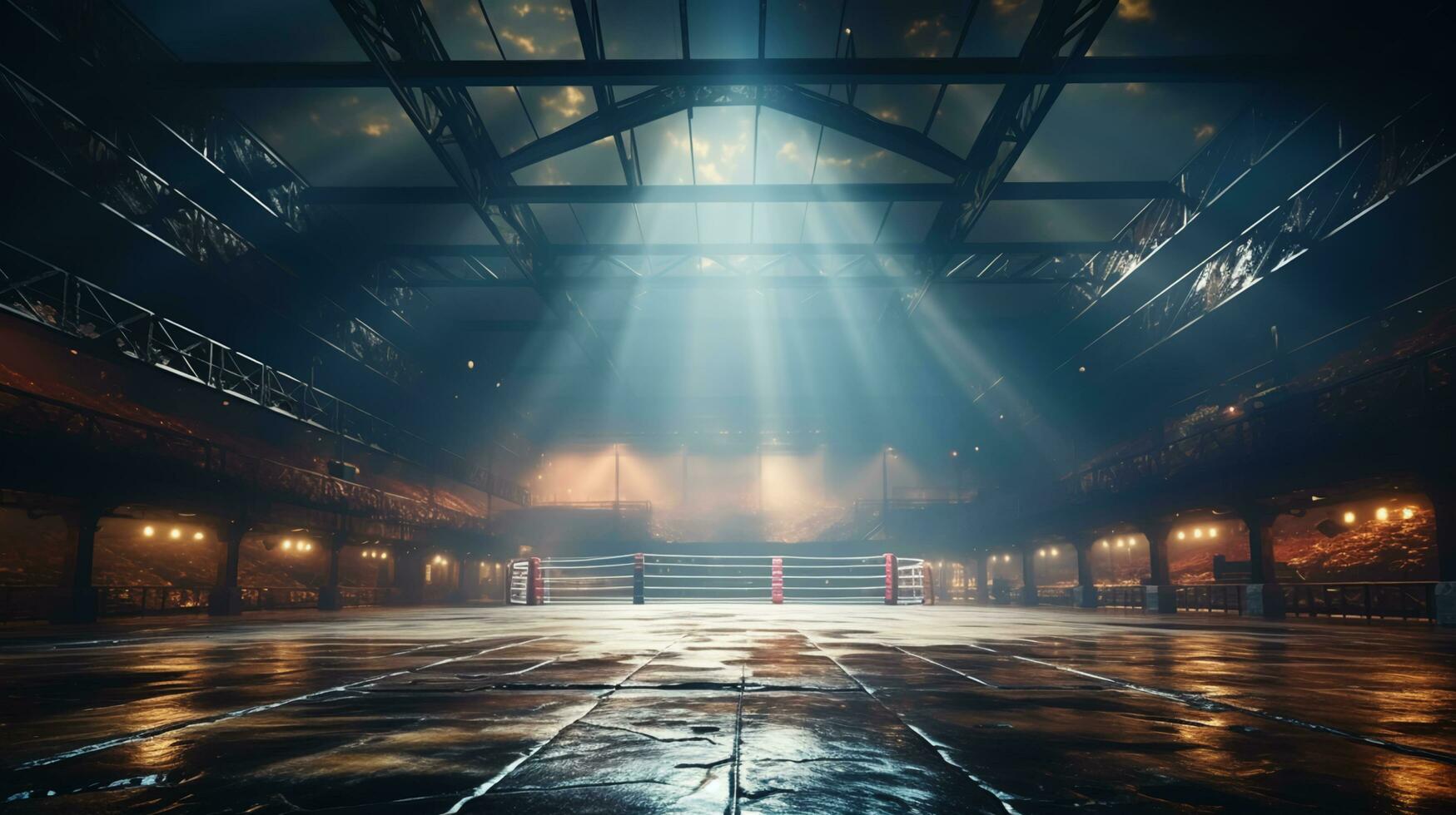 Ring zum Sport Kämpfe im kriegerisch Kunst Boxen Wettbewerbe foto