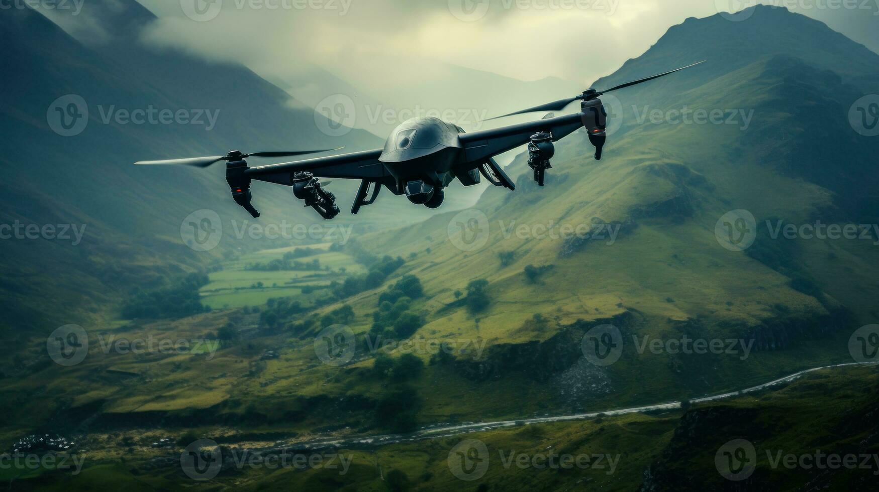 fpv Aufklärung Militär- Drohne generativ ai foto
