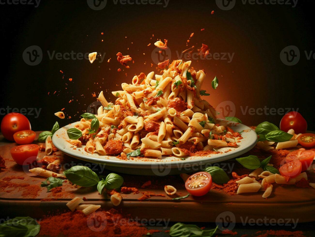 ai generiert köstlich Italienisch Pasta Essen Foto