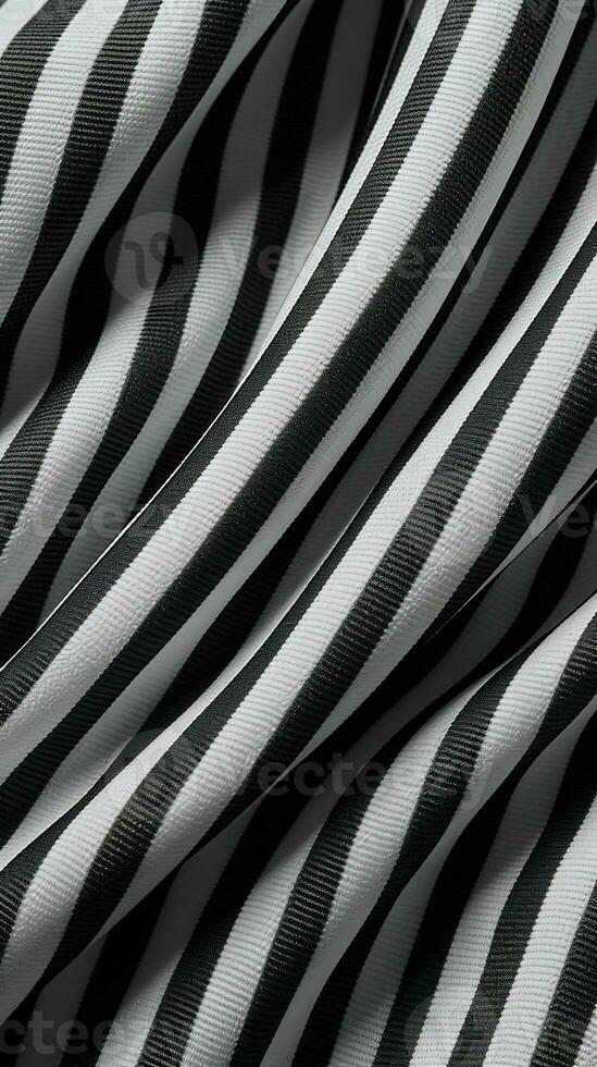 schwarz und Weiß gestreift Stoff Textur Hintergrund. ai generiert foto