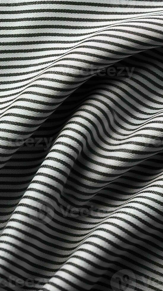 schwarz und Weiß gestreift Stoff Textur Hintergrund. ai generiert foto