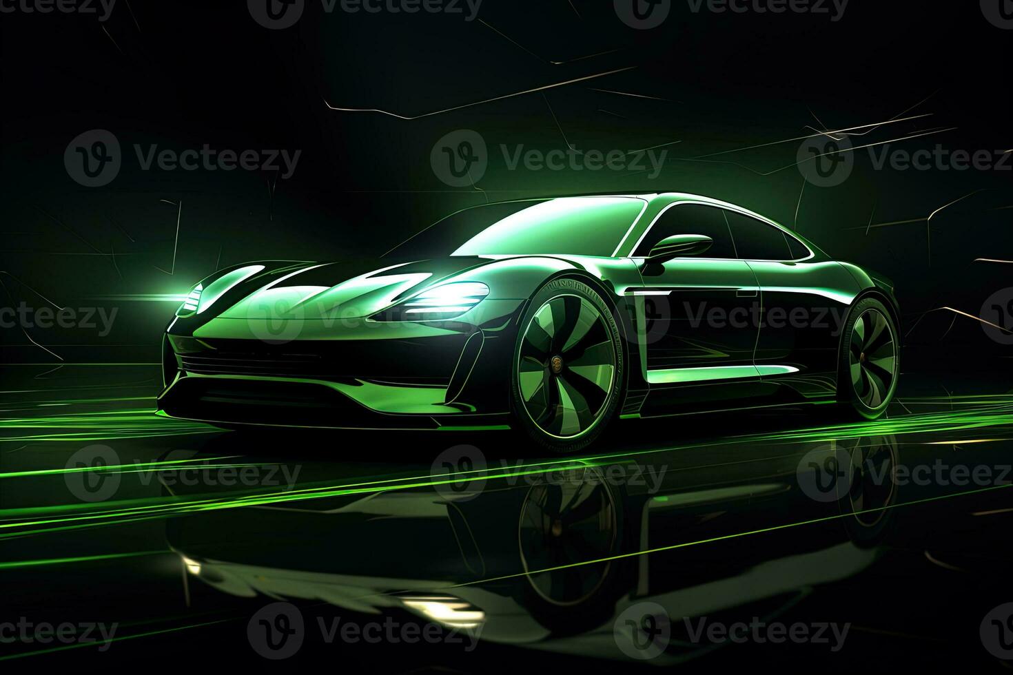 Gelb Sport Auto Hintergrund mit Fantastisch Licht bewirken Hintergrund. ai  generiert 30554588 Stock-Photo bei Vecteezy