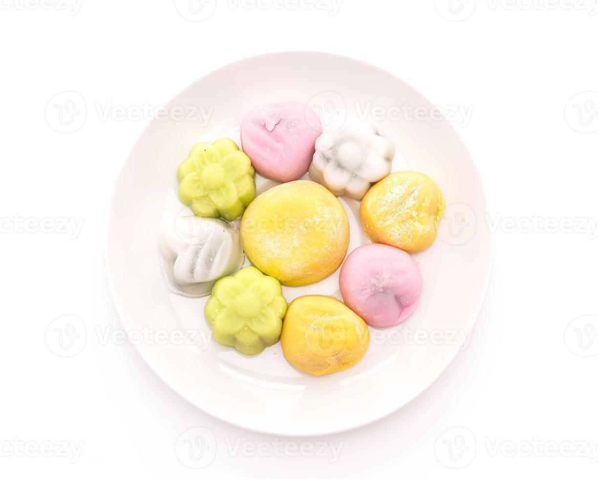 Dessert Mochi auf weißem Hintergrund foto