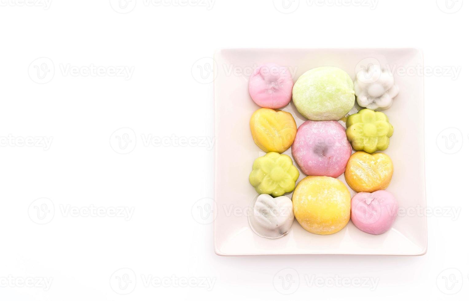 Dessert Mochi auf weißem Hintergrund foto