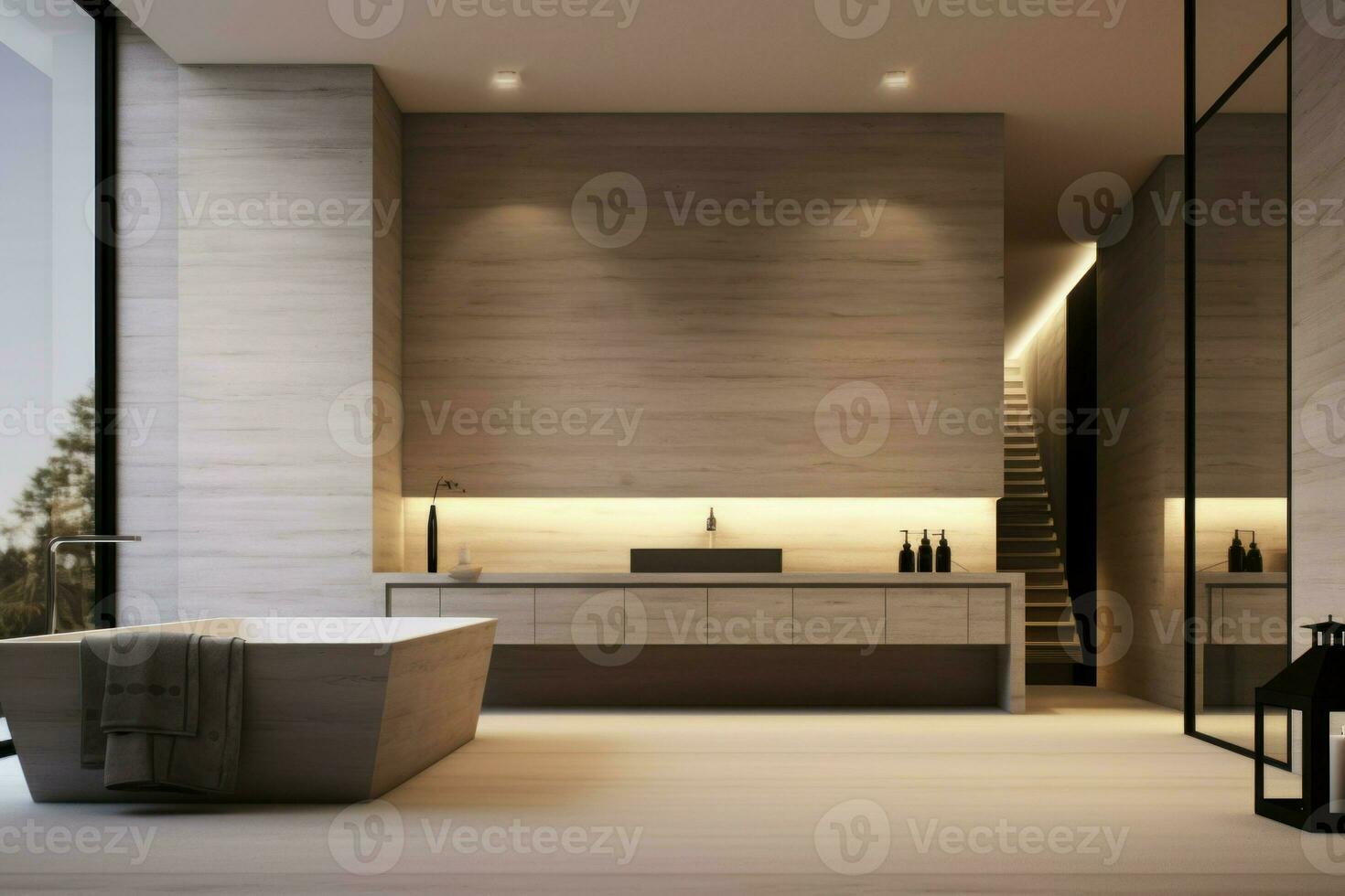 hochmodern zeitgenössisch minimalistisch Badezimmer Licht. generieren ai foto