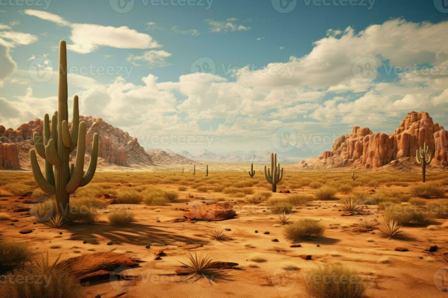 riesig Wüste Landschaft in der Nähe von Berge. generieren ai foto