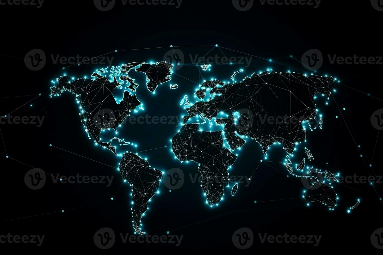 Welt Karte mit in Verbindung gebracht Linien und Punkte. generativ ai foto