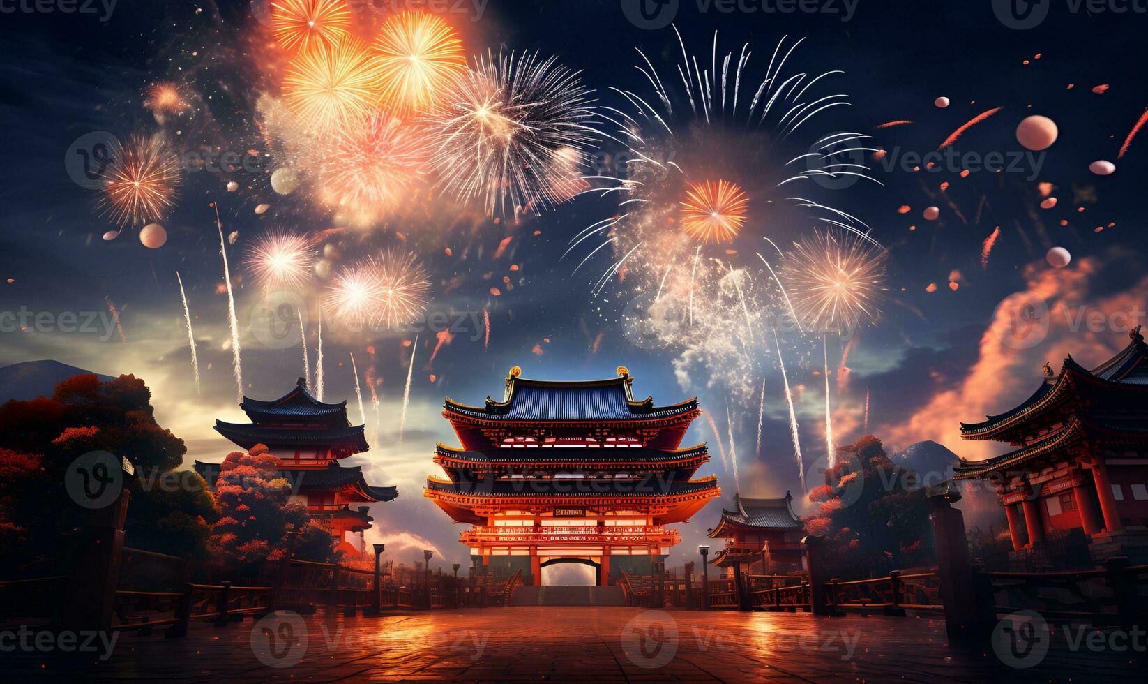 Feuerwerk Festival im Japan, ai generativ foto