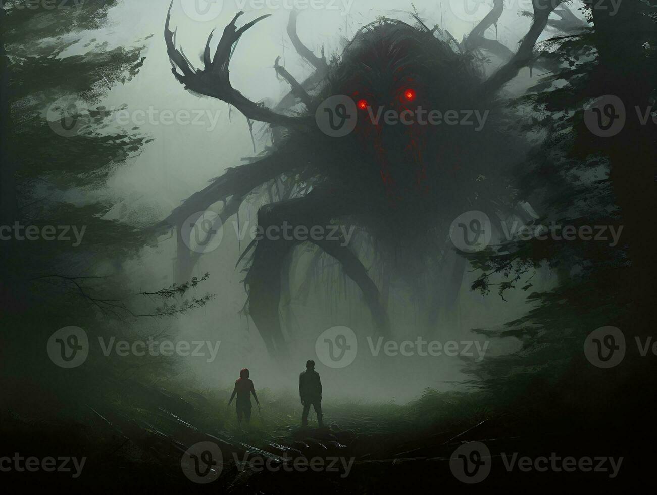 Monster- Wald Wächter Geist, ai generativ foto