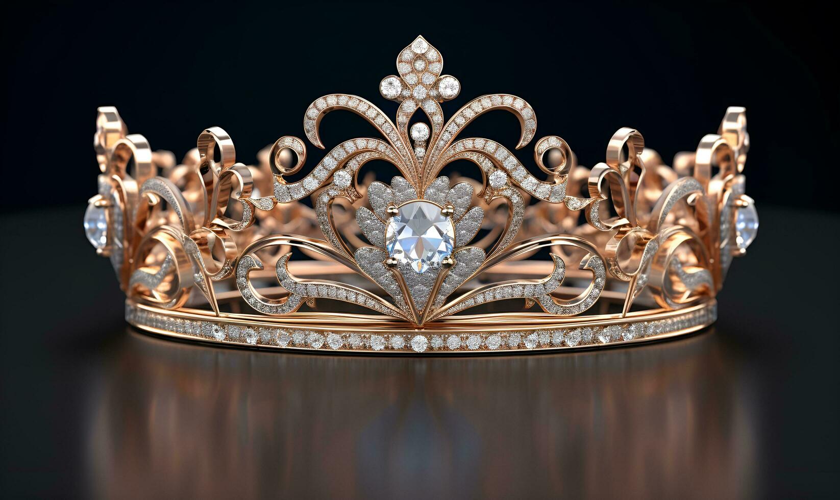 Makro von Königin Krone mit Diamant Dekoration, ai generativ foto