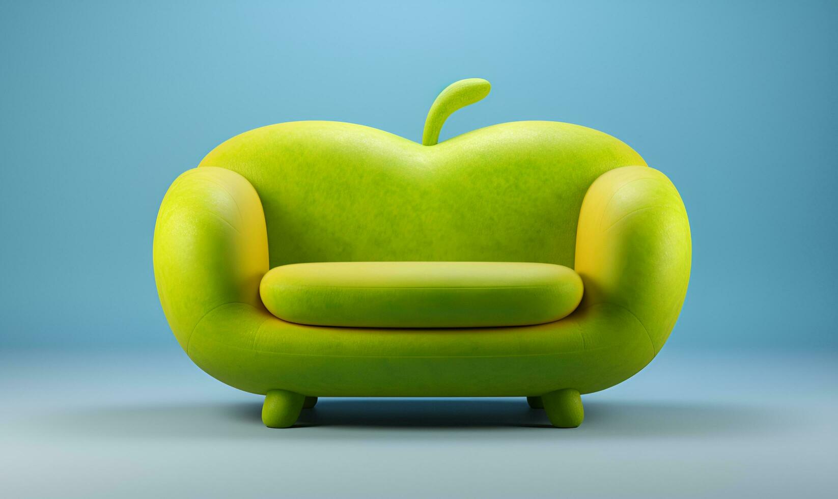 Apfel geformt Grün Sofa, generativ ai foto