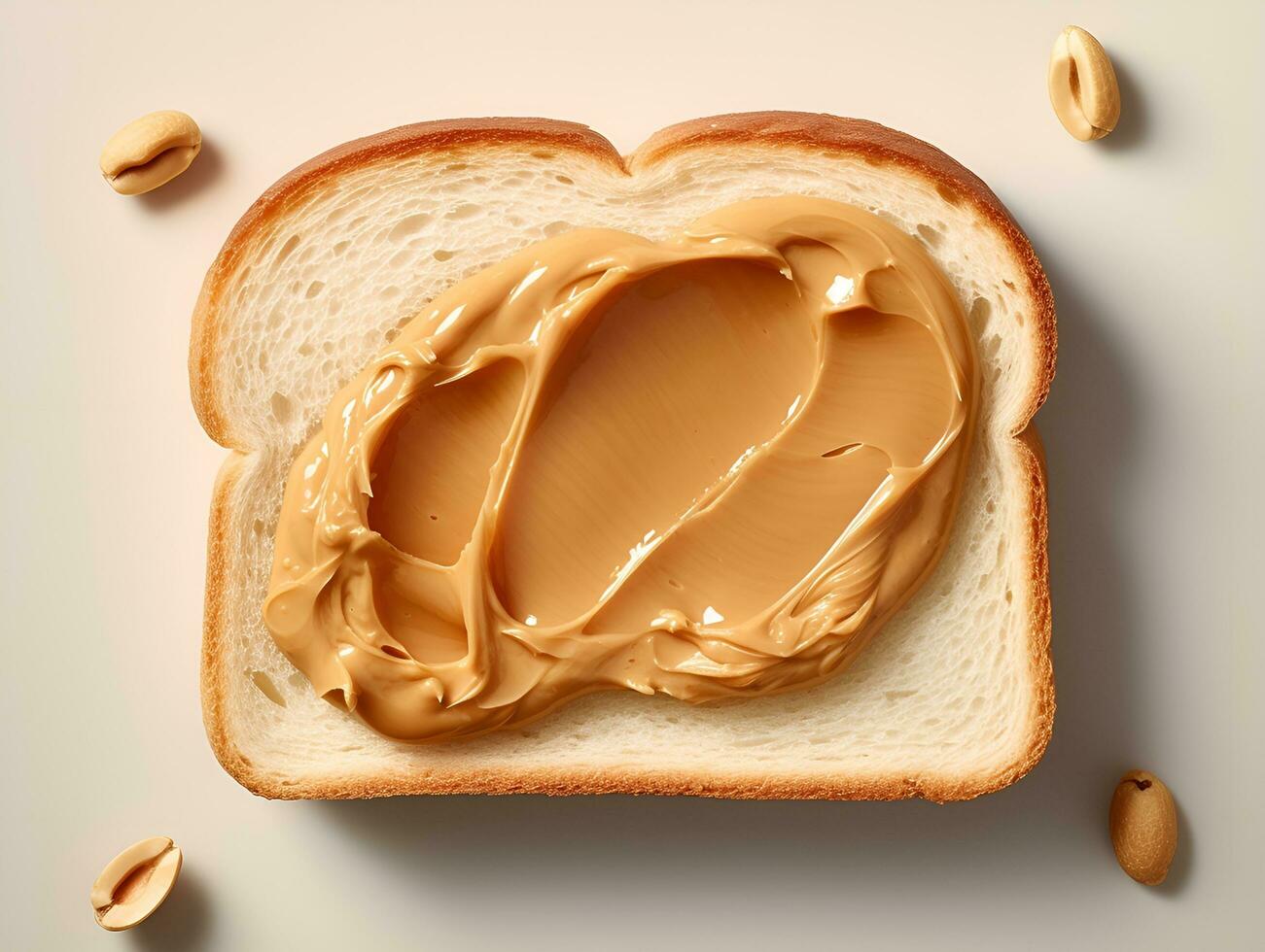Weiß Brot mit Erdnuss Butter Aussicht von über, ai generativ foto