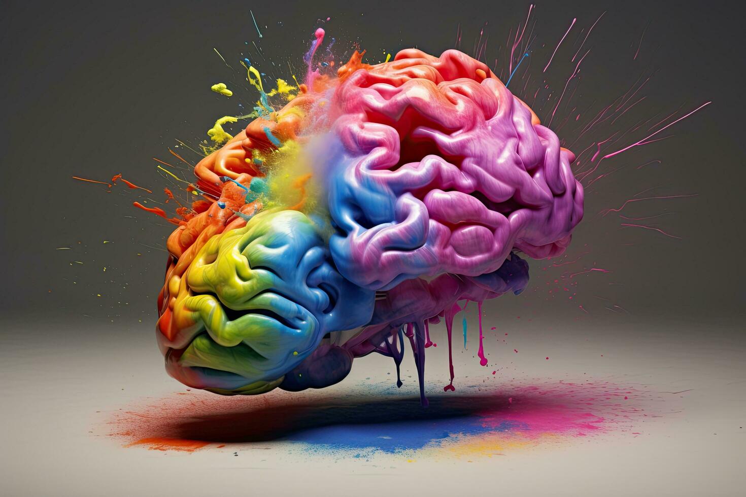Gehirn , Farben viele , Kopieren Raum , generativ ai. foto