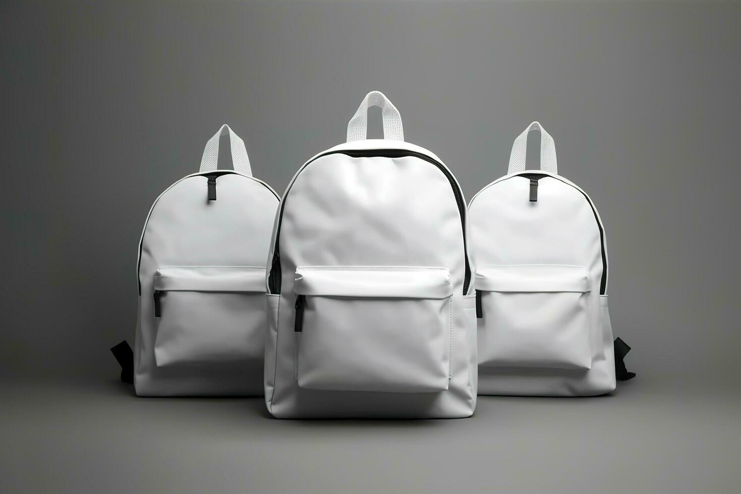 stilvoll Leder Rucksack auf Weiß Hintergrund. generativ ai foto