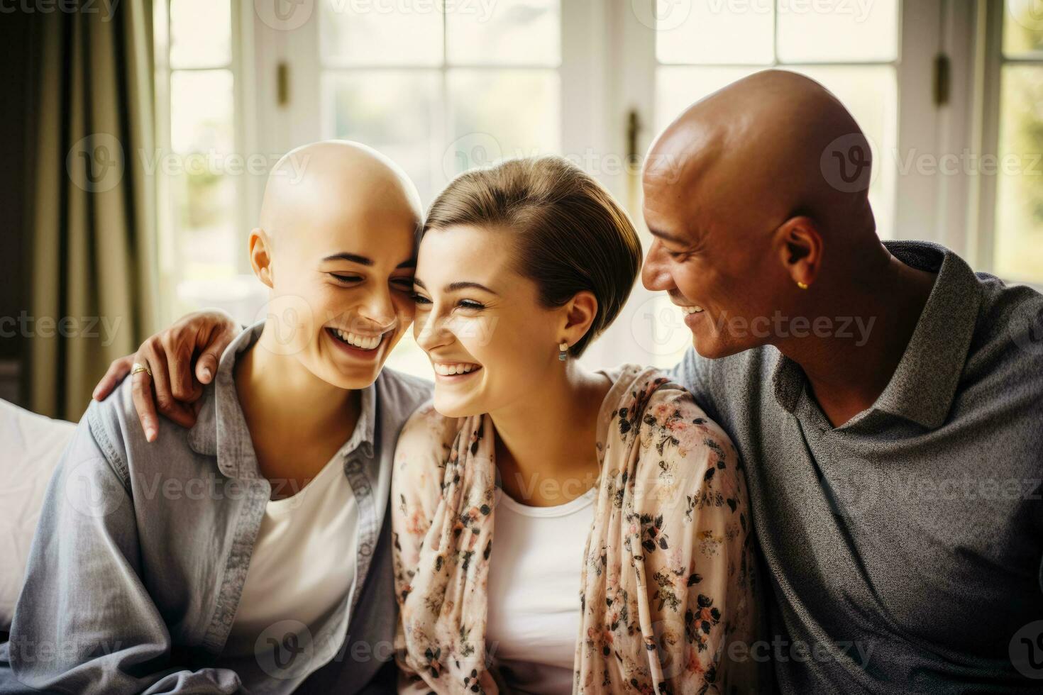 Krebs geduldig Teilen ein zärtlich Moment mit Familie während Wiederherstellung foto