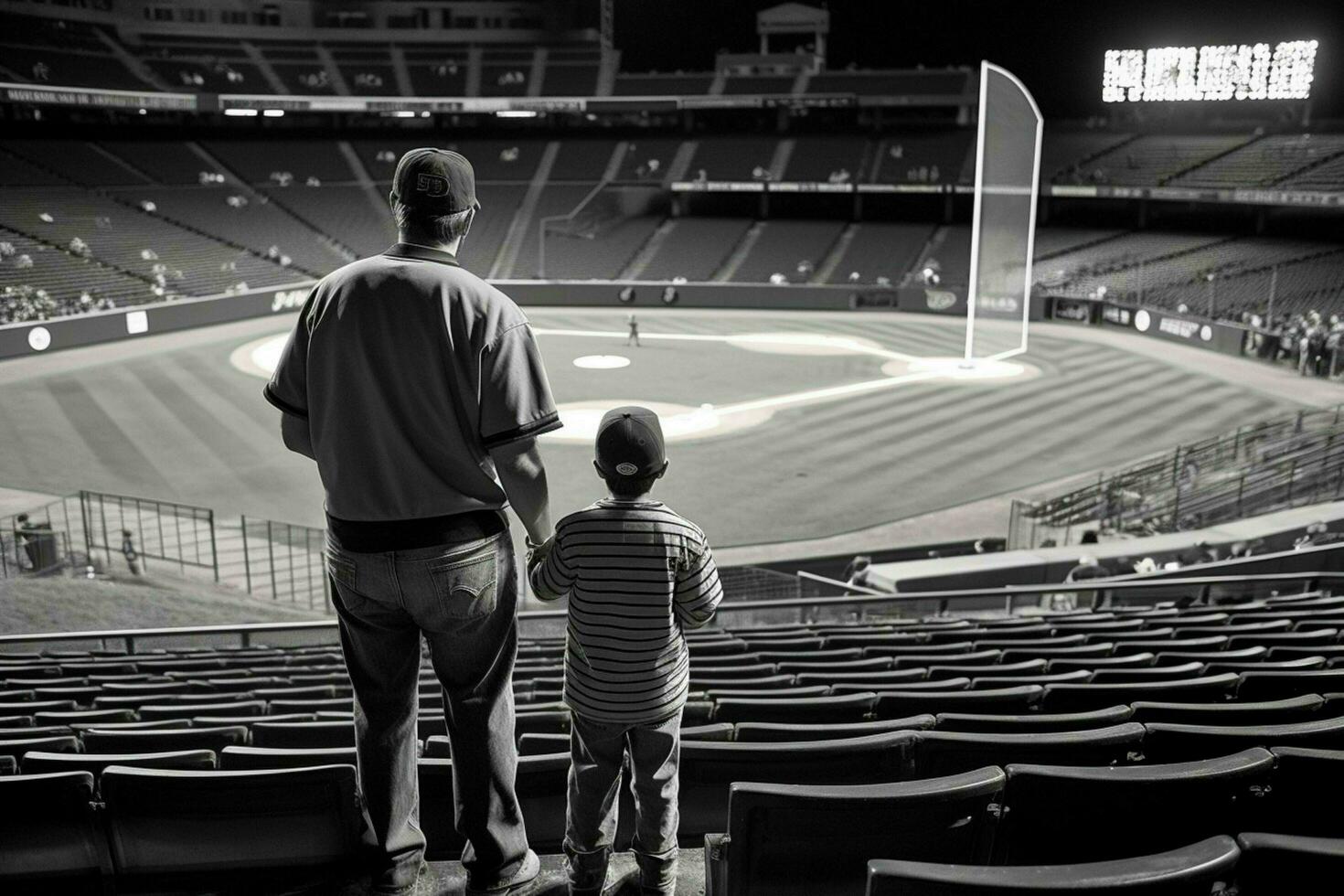 ein Vater nehmen seine Kind zu ein Baseball Spiel foto