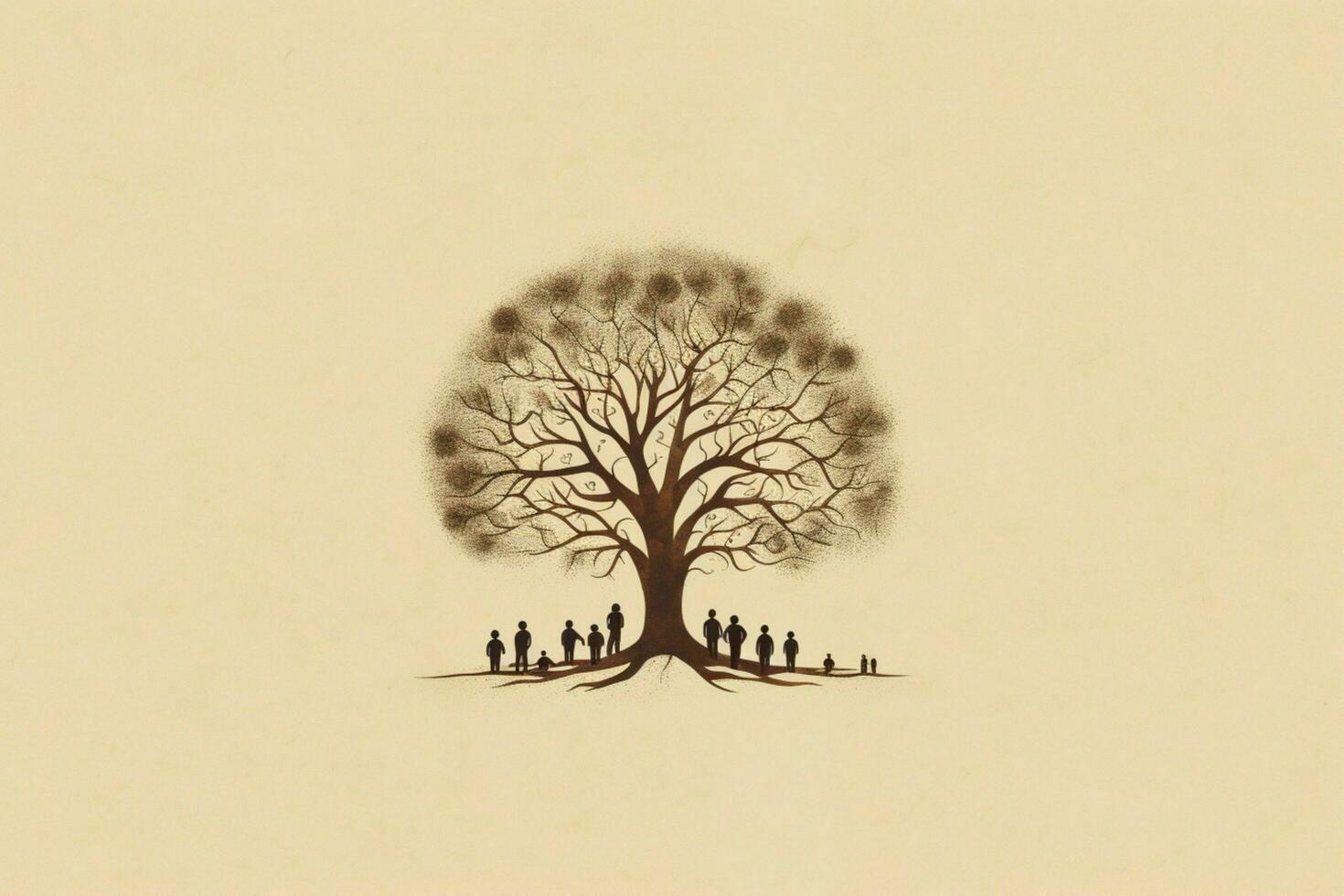 ein minimalistisch Zeichnung von ein Familie Baum foto