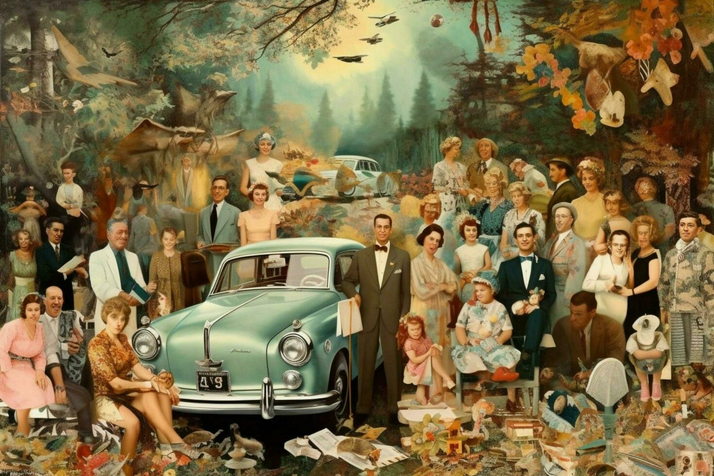 ein Porträt zusammengesetzt von ein Collage von Familie Fotos