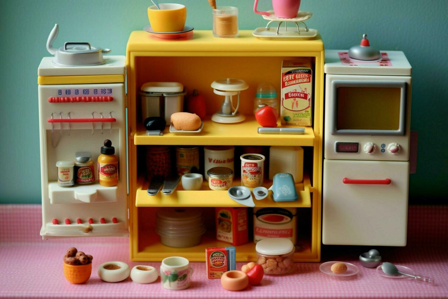 ein Spielzeug Küche mit so tun als ob Essen foto