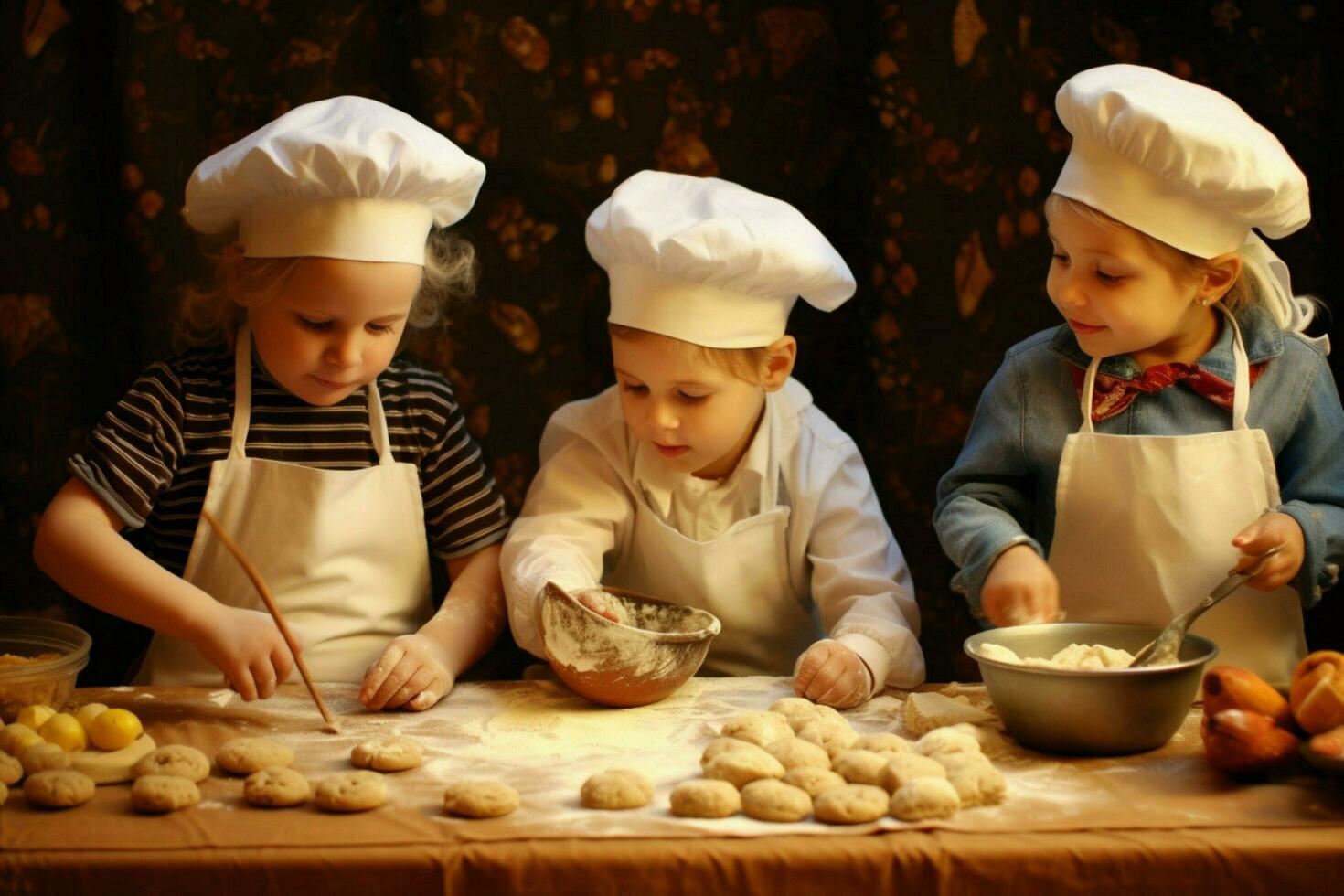Kinder haben ein Kochen oder Backen Wettbewerb foto