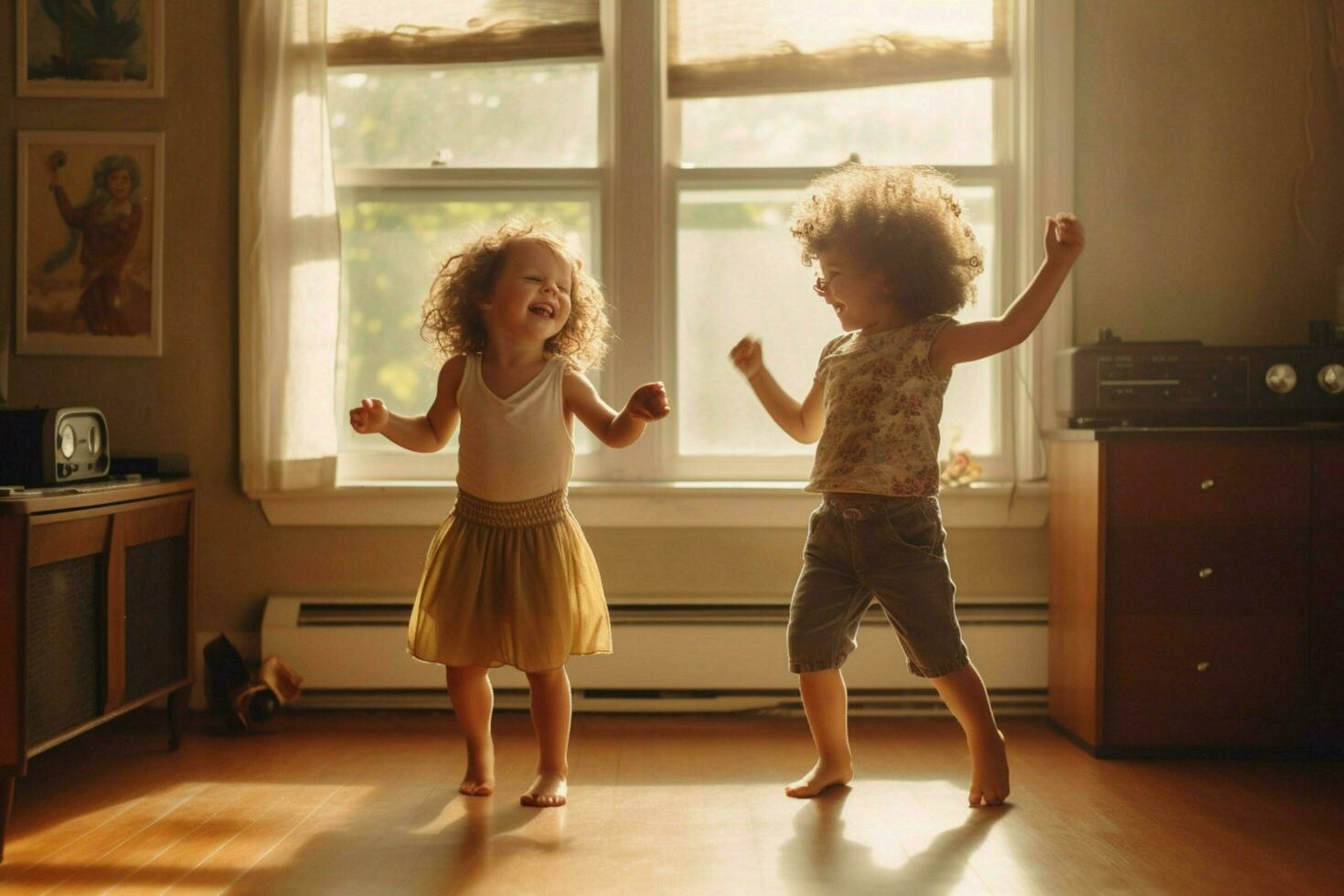 Kinder Tanzen zu ihr Liebling Musik- foto