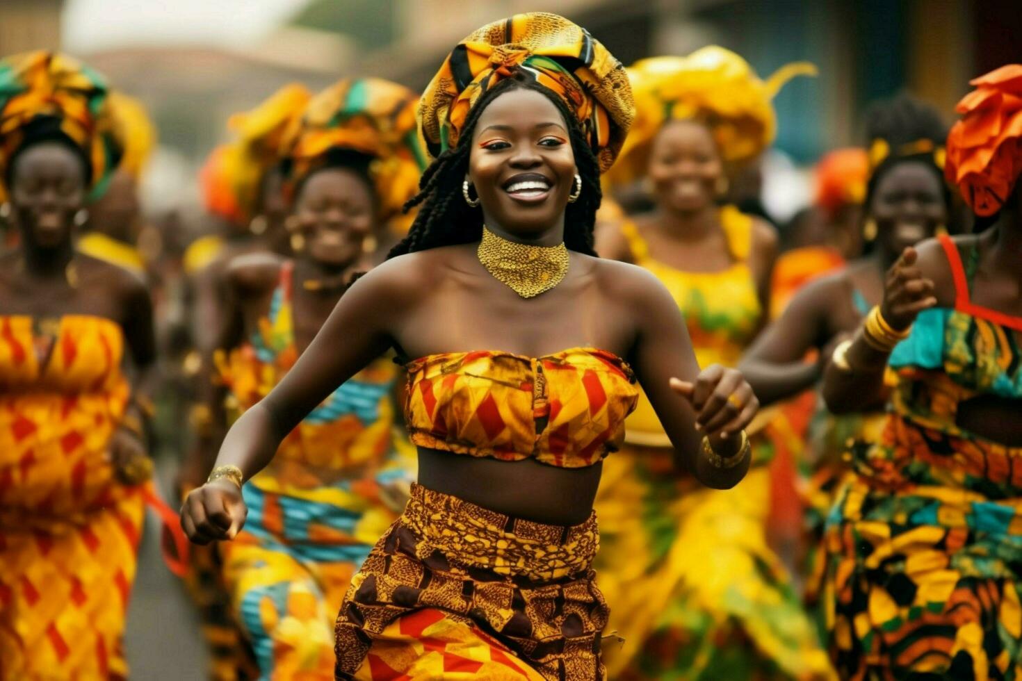 das bunt und lebhaft Feierlichkeiten von afrikanisch tra foto