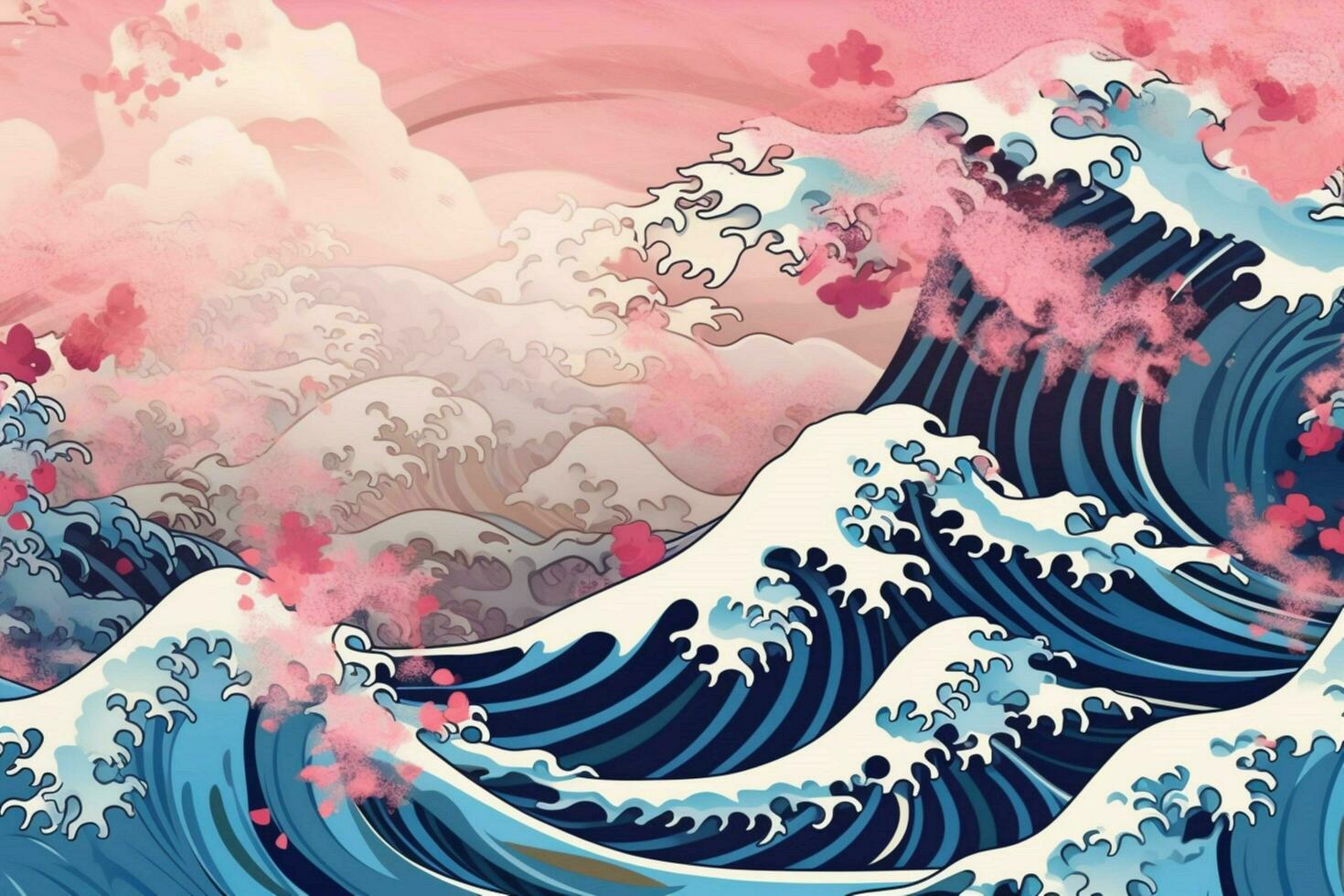 ein Hintergrund im abstrakt Hokusai Stil mit foto