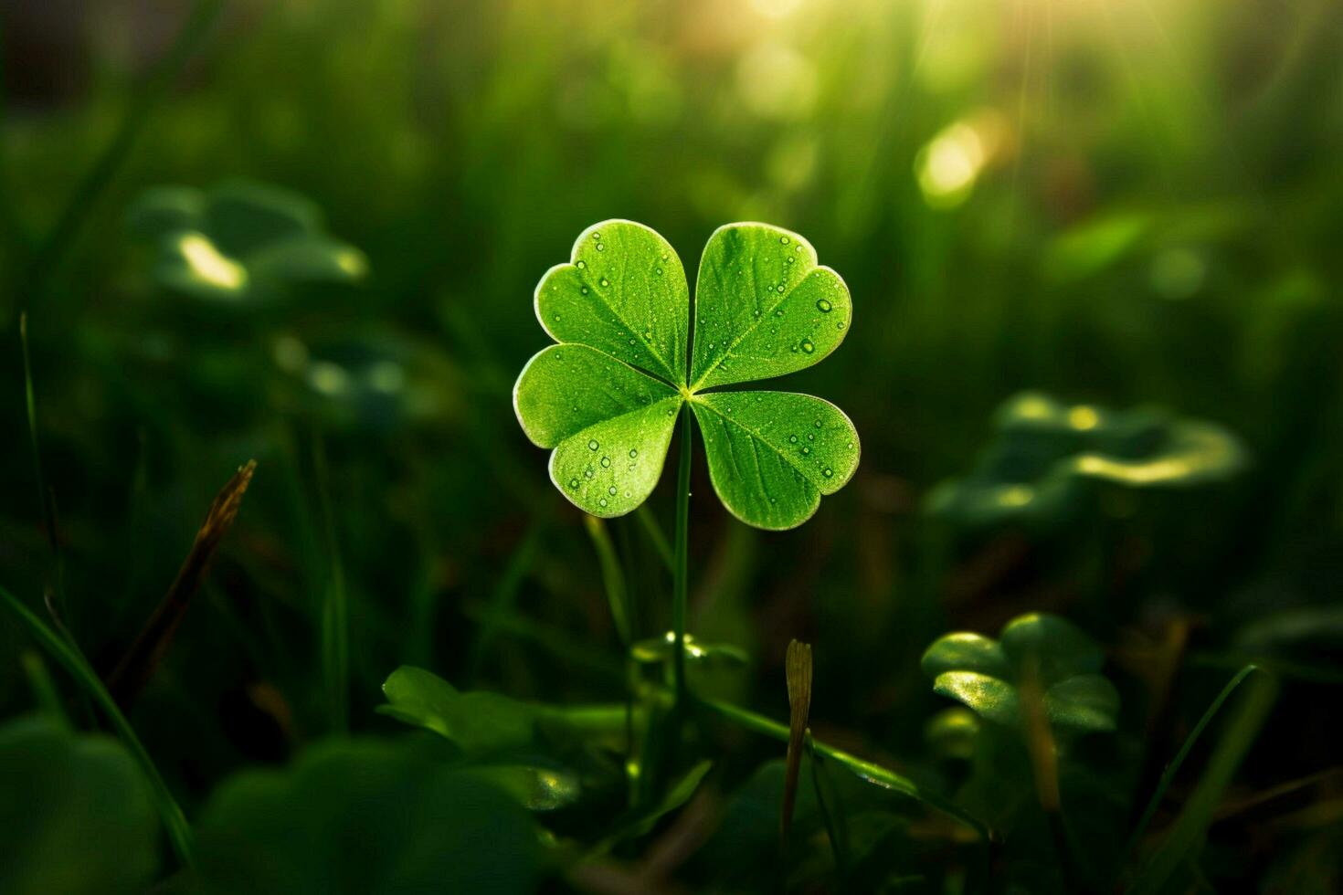 ein Grün Kleeblatt bringt Glück auf st Patricks Tag foto