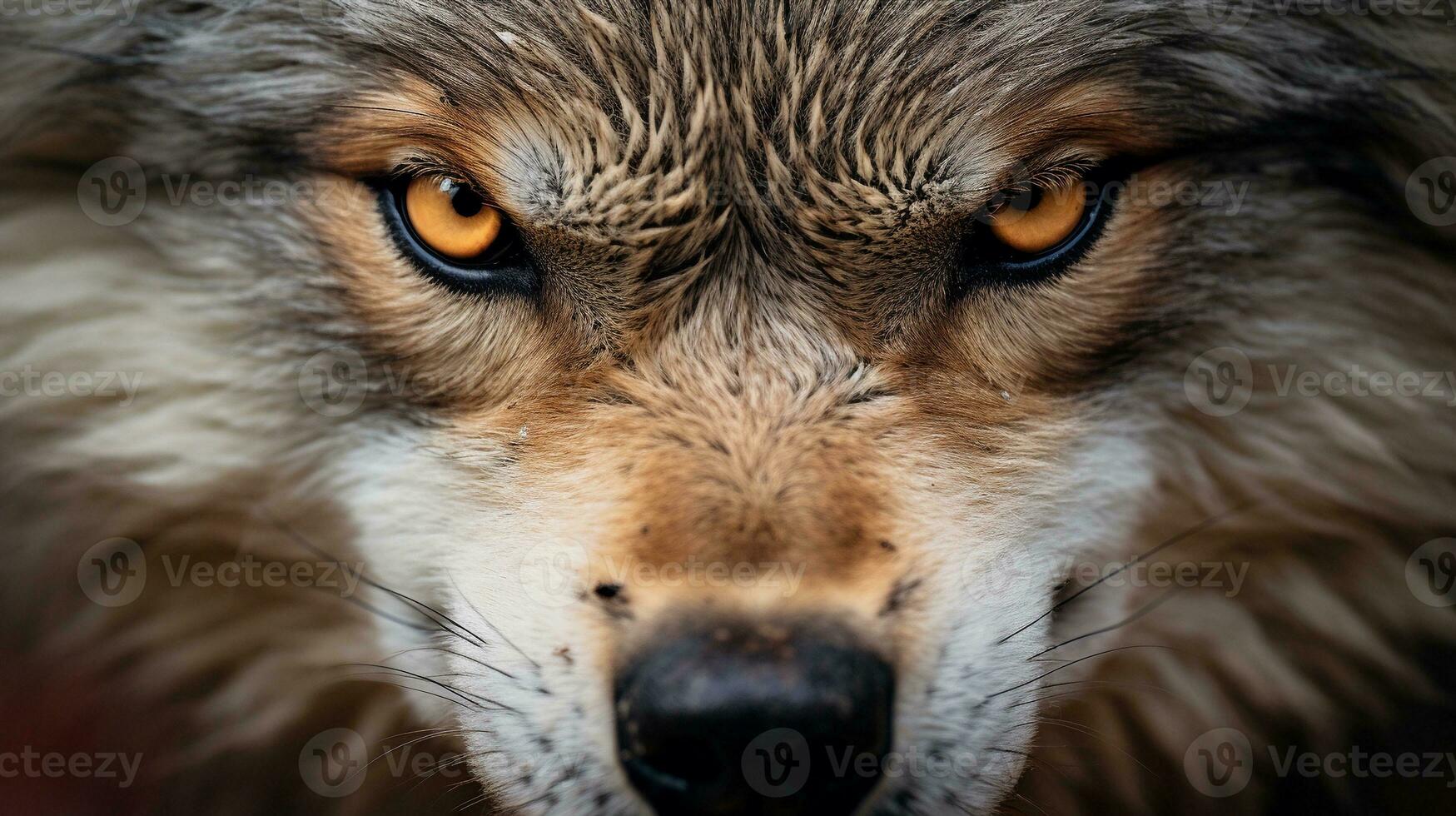 ein Nahansicht von ein einsam Wolfs Augen, präsentieren es ist wild Geist und Intensität, mit ein gedämpft Hintergrund geeignet zum Text Eingliederung, ai generiert. foto