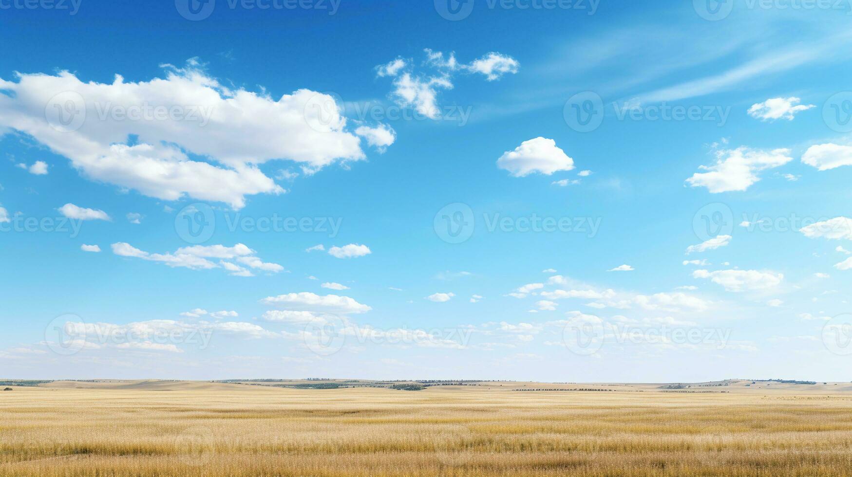 ein weiter Winkel Schuss von ein atemberaubend Prärie Landschaft mit Raum zum Text, präsentieren es ist Weite und natürlich Schönheit, mit ein klar Himmel Bereitstellung reichlich Raum zum Text Platzierung. ai generiert foto