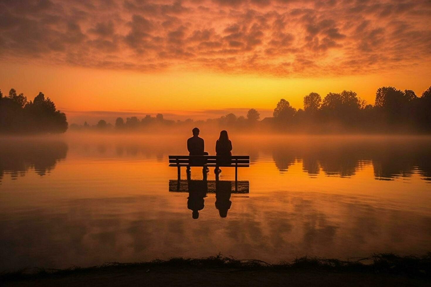 Paar See Sonnenaufgang Morgen foto