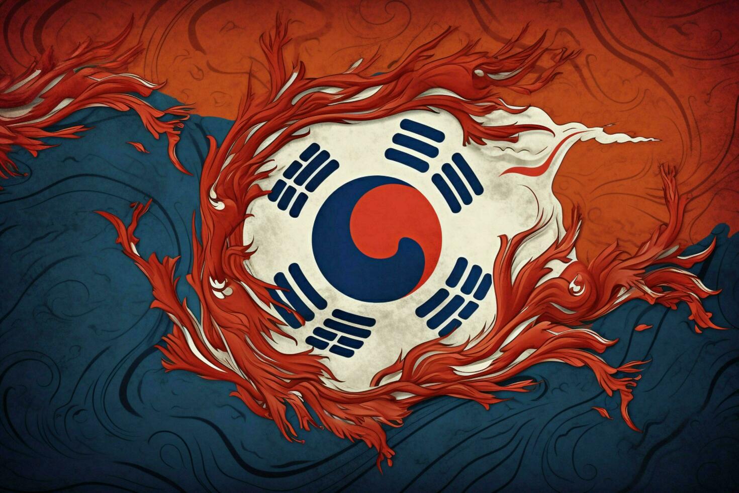 Flagge Hintergrund von Republik von Korea Süd Korea foto