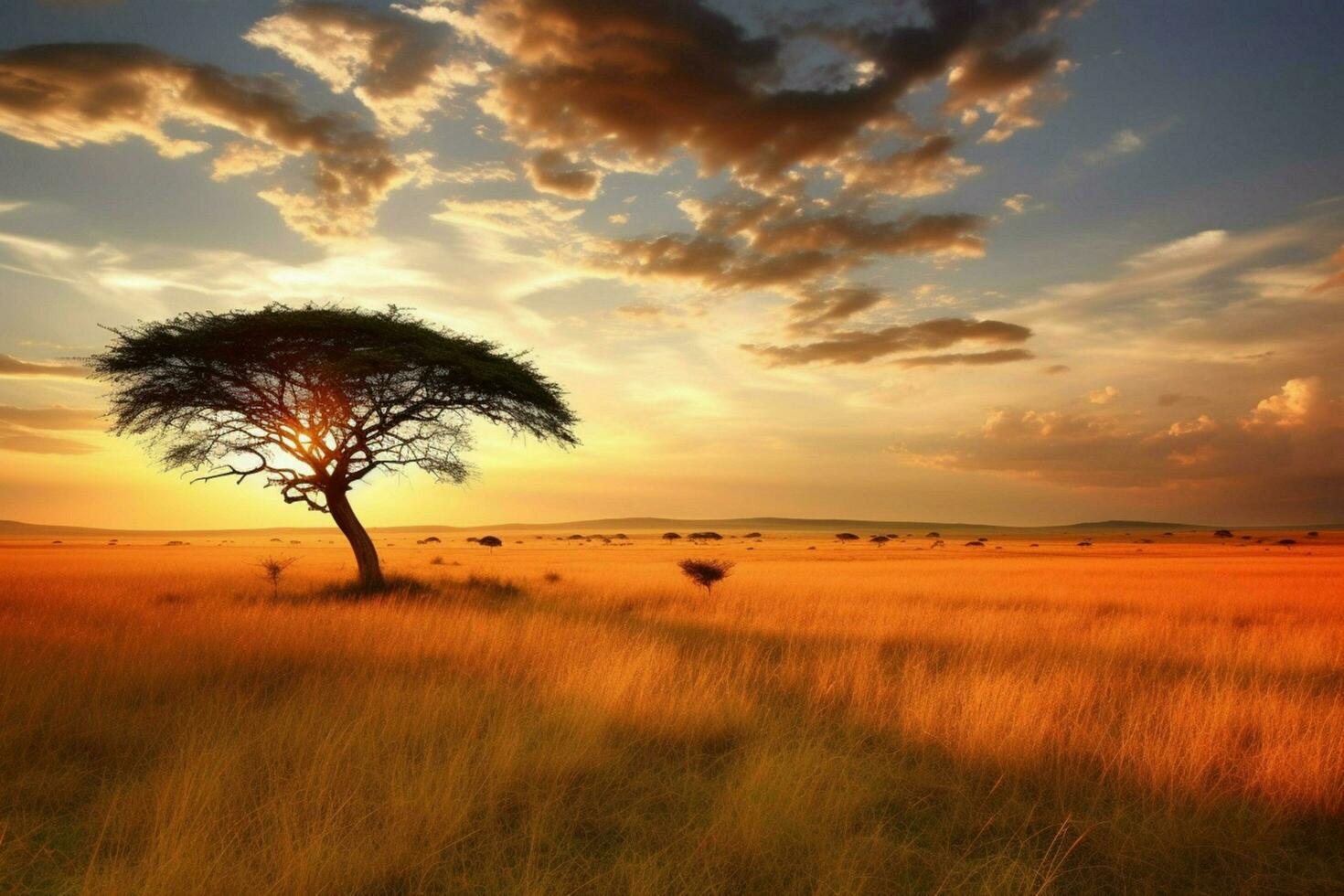Sonnenuntergang Kenia Landschaft Savanne foto