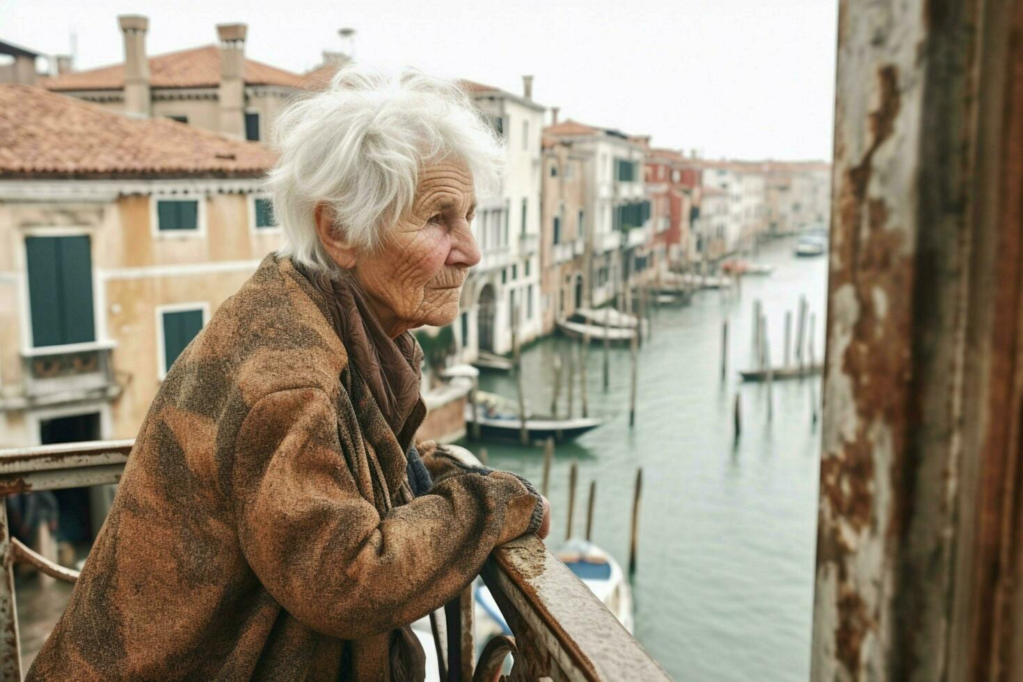 Frau alt Venedig Aussicht foto