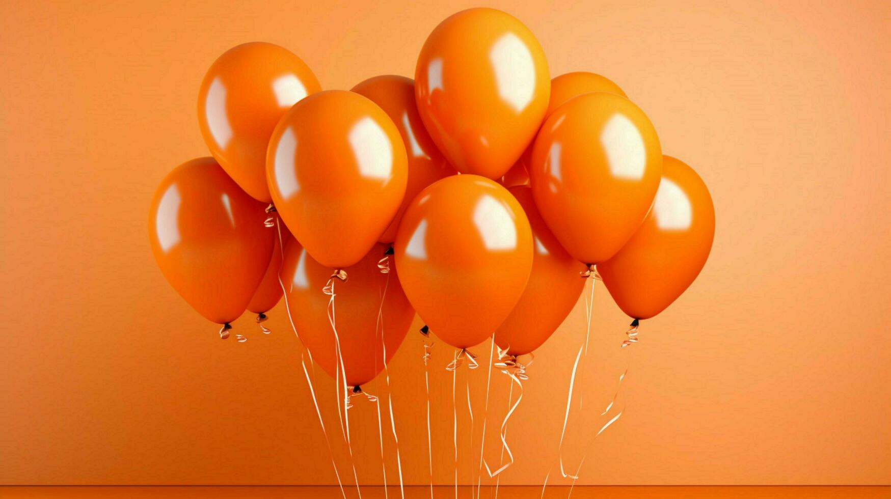 ein Bündel von Orange Luftballons mit das Nummer 1 auf foto