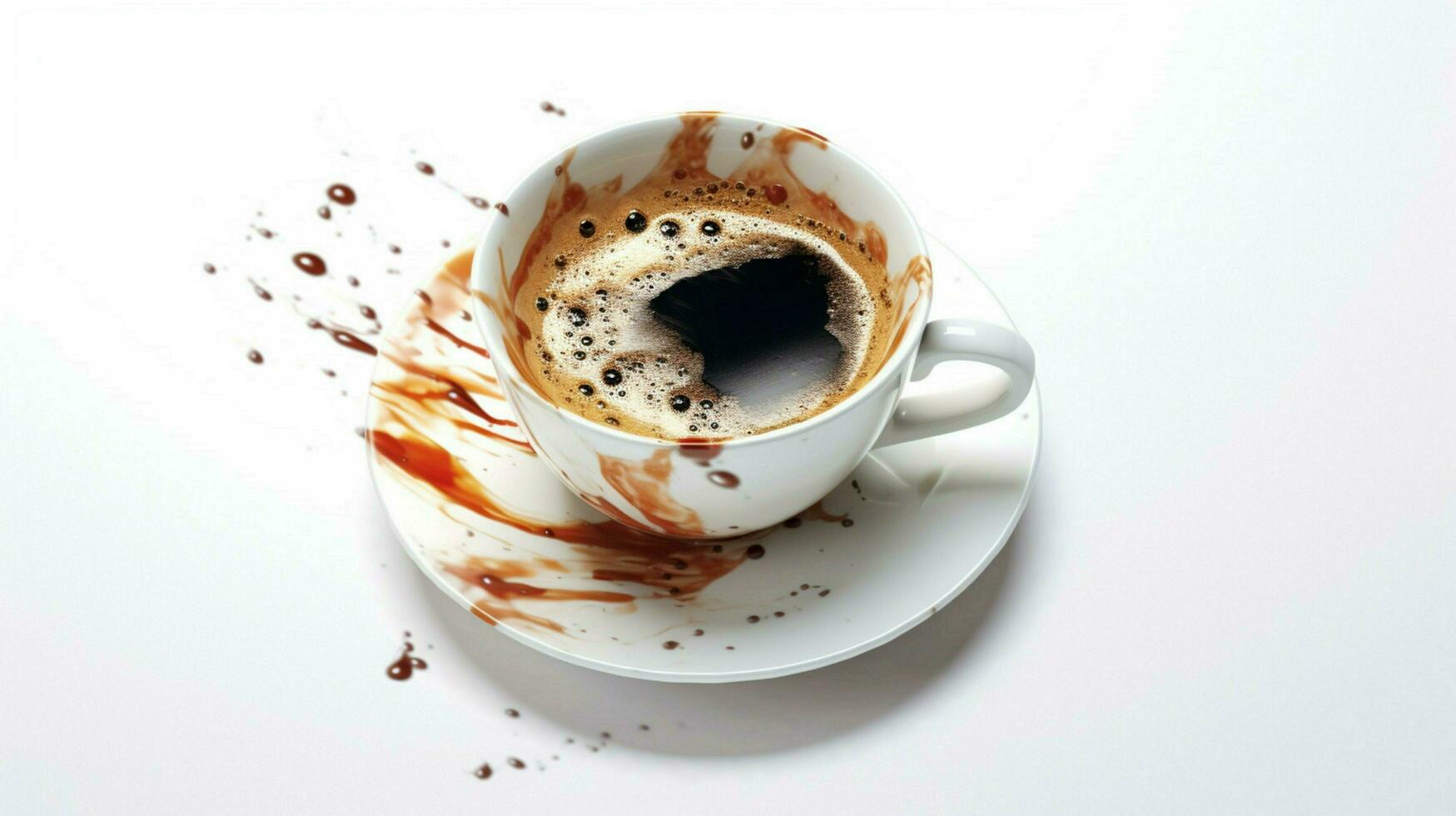ein Tasse von Kaffee mit ein Weiß Hintergrund foto