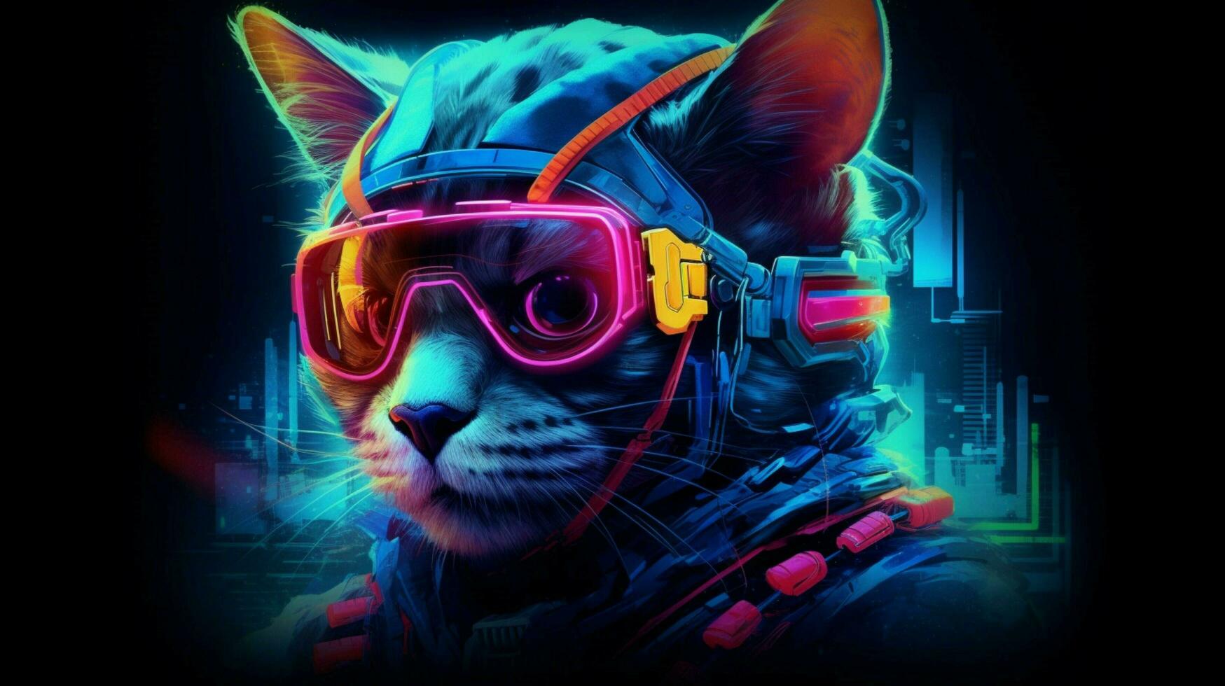 Cyberpunk Katze Neon- foto