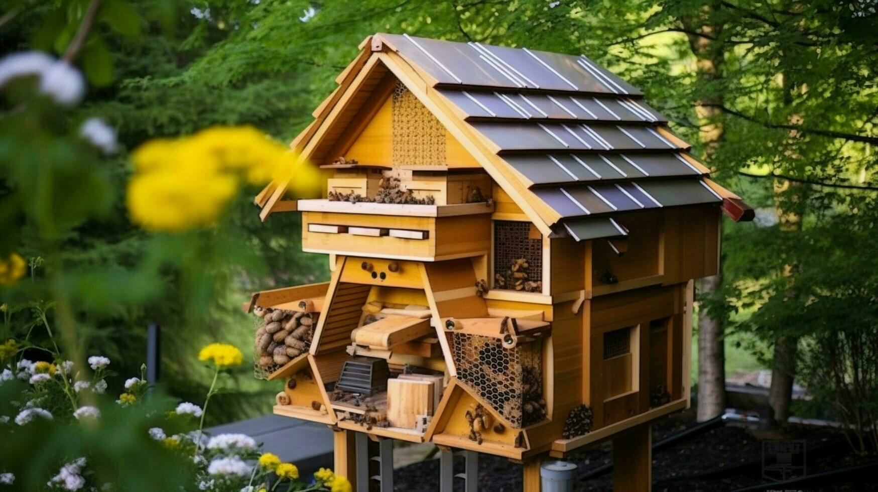 Haus von Bienen und Honig im Hund Haus Stil foto