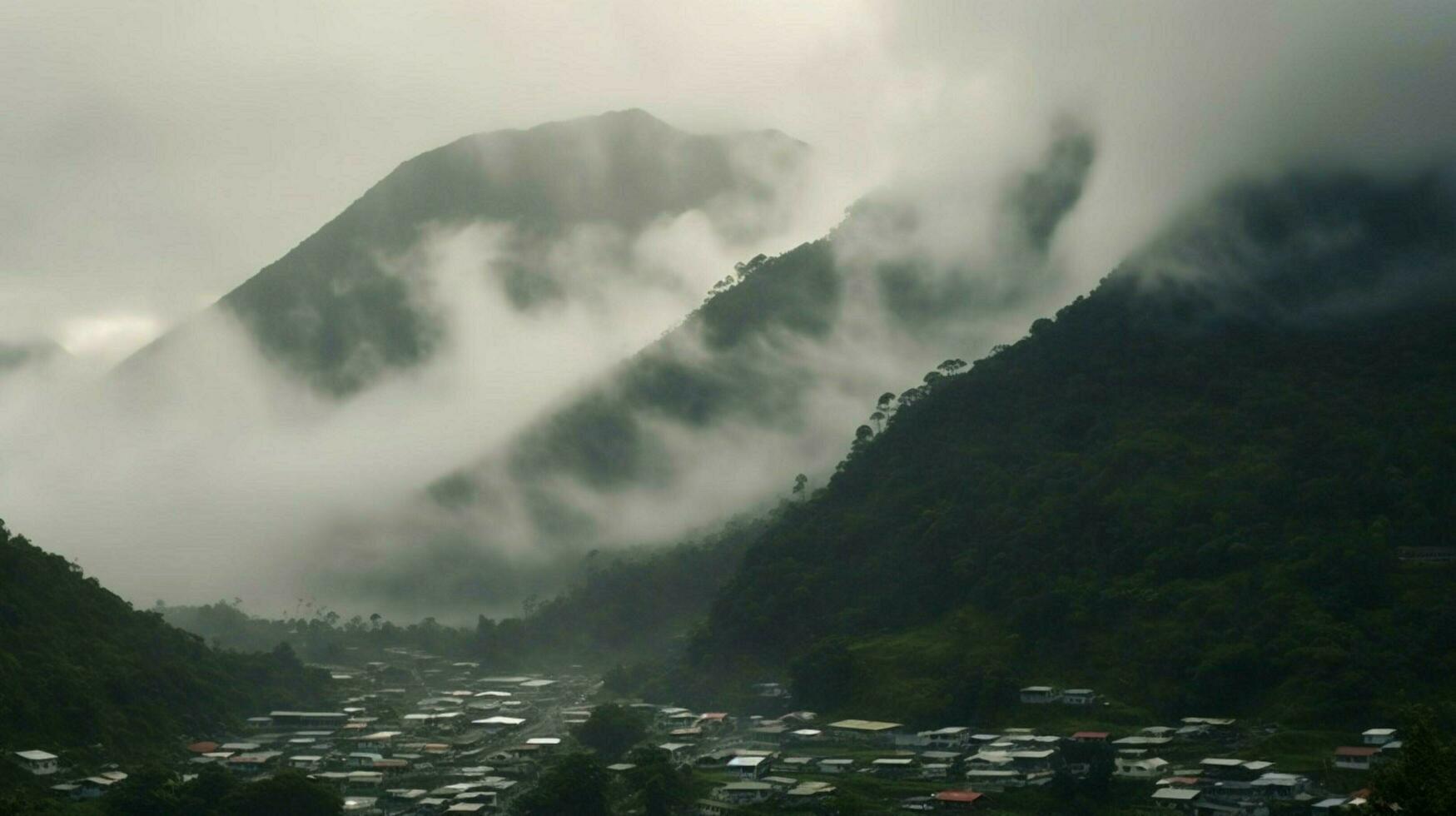 dick Wolken im Himmel Über Berge nach Nachwirkungen foto