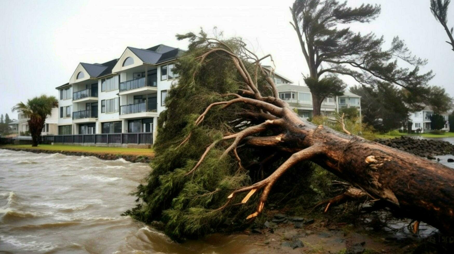 Bäume fiel Nieder unter heftig Wind foto