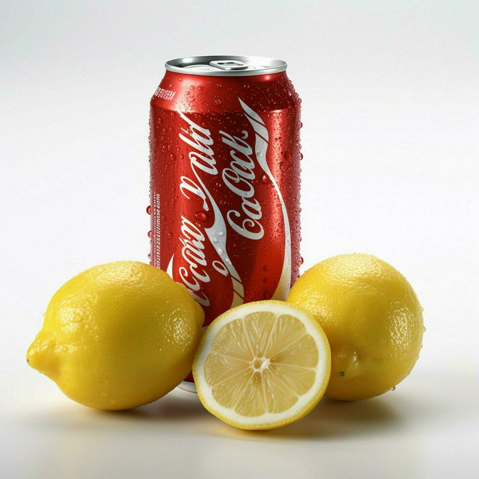 Coca Cola mit Zitrone mit Weiß Hintergrund foto