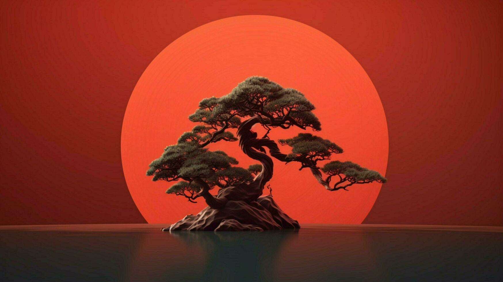 Baum auf solide Farbe Hintergrund Zen enso Behance foto