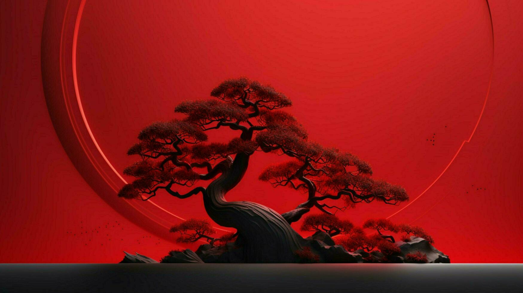 Baum auf solide Farbe Hintergrund Zen enso Behance foto